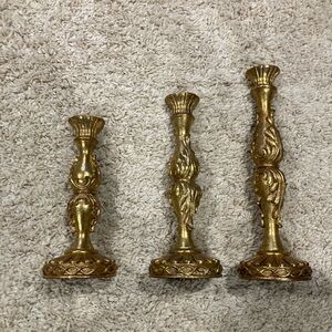 Source Unknown Ornate Gold colored Candle Holders- made out of resin